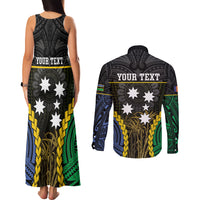 Personalised South Sea Islanders And New Ireland Couples Matching Tank Maxi Dress and Long Sleeve Button Shirt Kanakas Polynesian Pattern LT05 - Polynesian Pride
