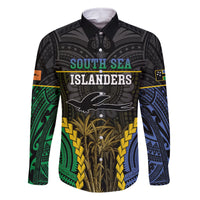 Personalised South Sea Islanders And New Ireland Family Matching Off Shoulder Maxi Dress and Hawaiian Shirt Kanakas Polynesian Pattern