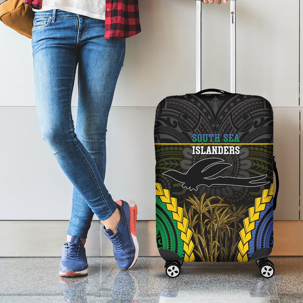 South Sea Islanders And New Ireland Luggage Cover Kanakas Polynesian Pattern