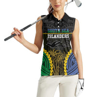 Personalised South Sea Islanders And New Ireland Women Sleeveless Polo Shirt Kanakas Polynesian Pattern
