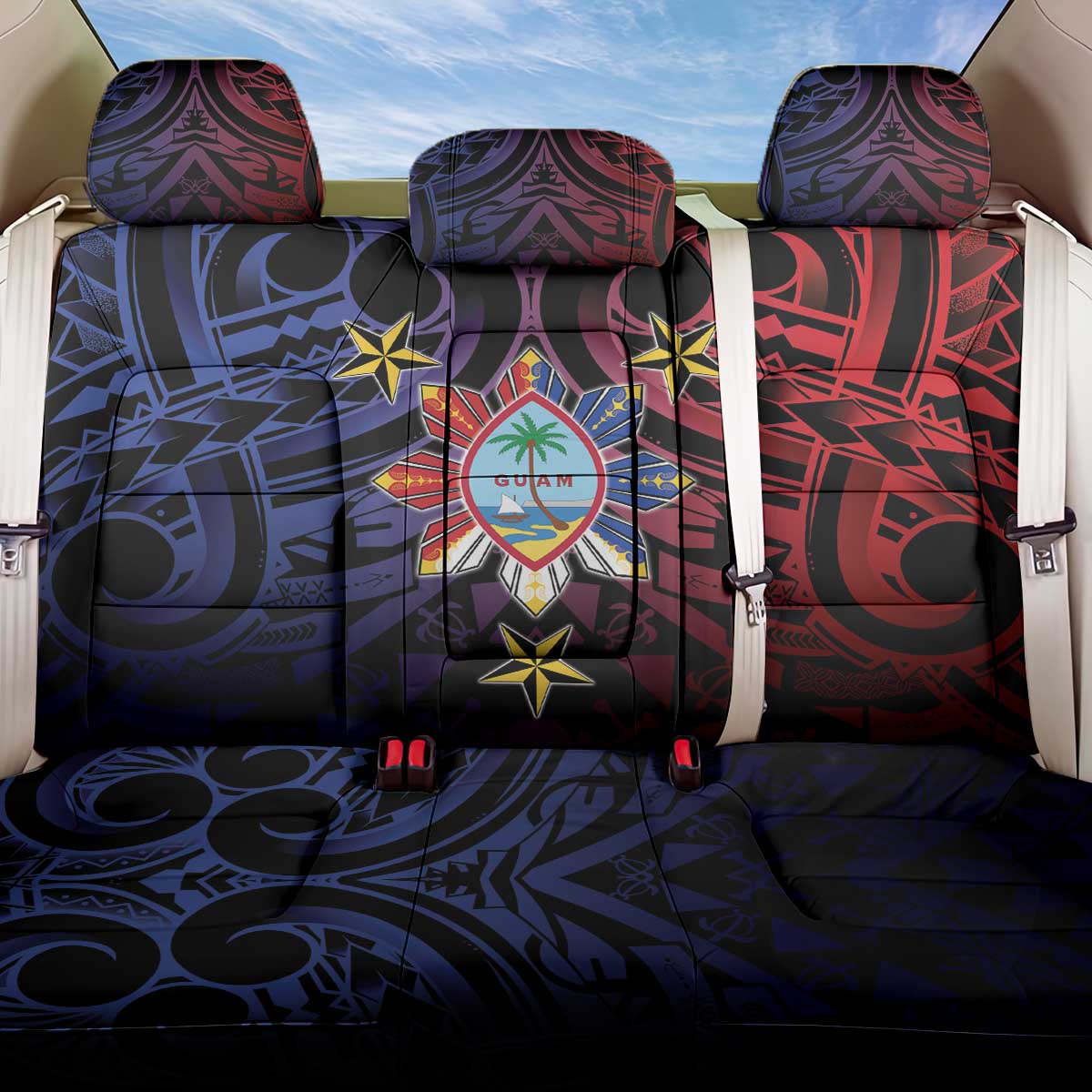 Philippines Guam Back Car Seat Cover Filipino Sun With Guaman Seal