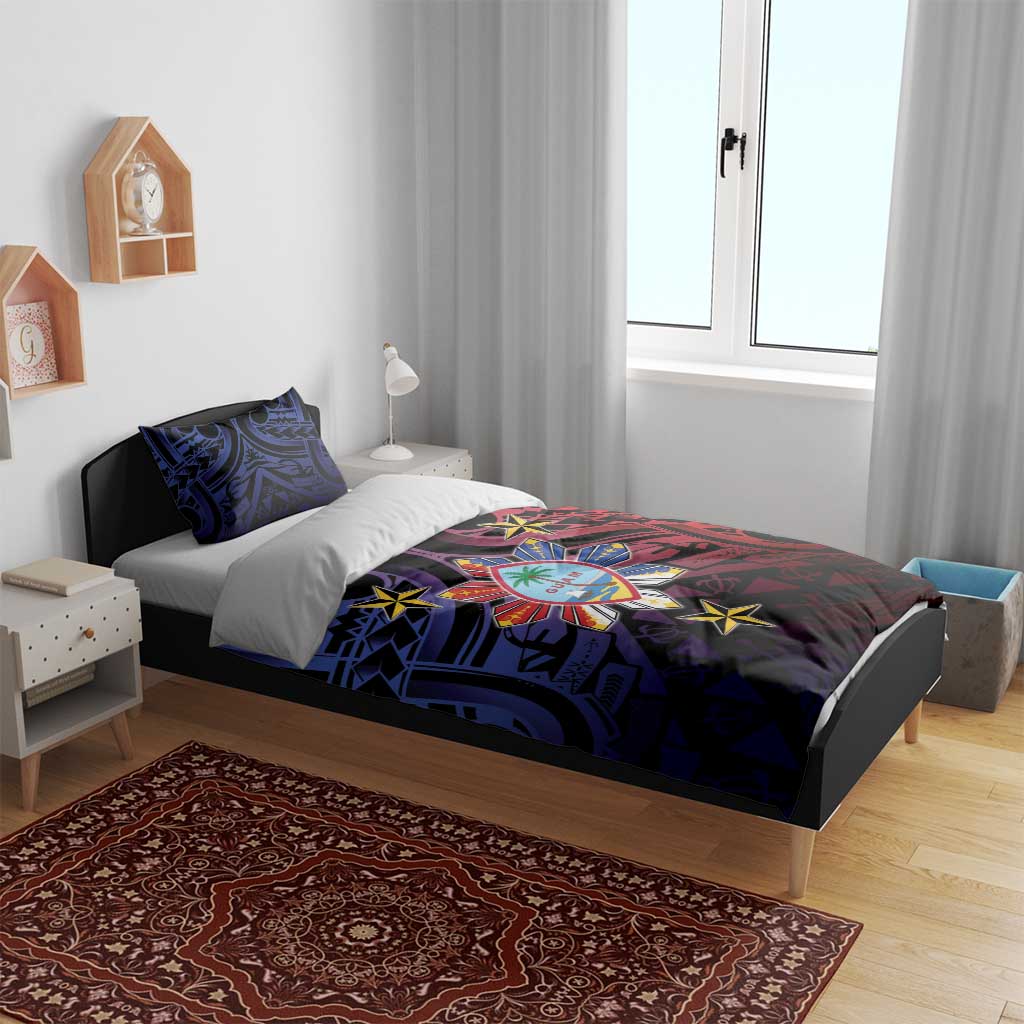 Philippines Guam Bedding Set Filipino Sun With Guaman Seal
