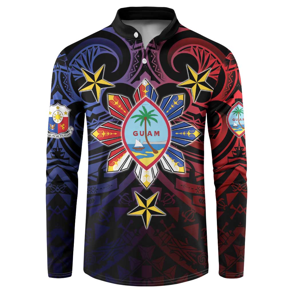 Philippines Guam Button Sweatshirt Filipino Sun With Guaman Seal