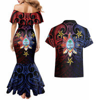 Philippines Guam Couples Matching Mermaid Dress and Hawaiian Shirt Filipino Sun With Guaman Seal