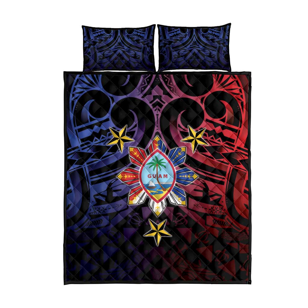 Philippines Guam Quilt Bed Set Filipino Sun With Guaman Seal
