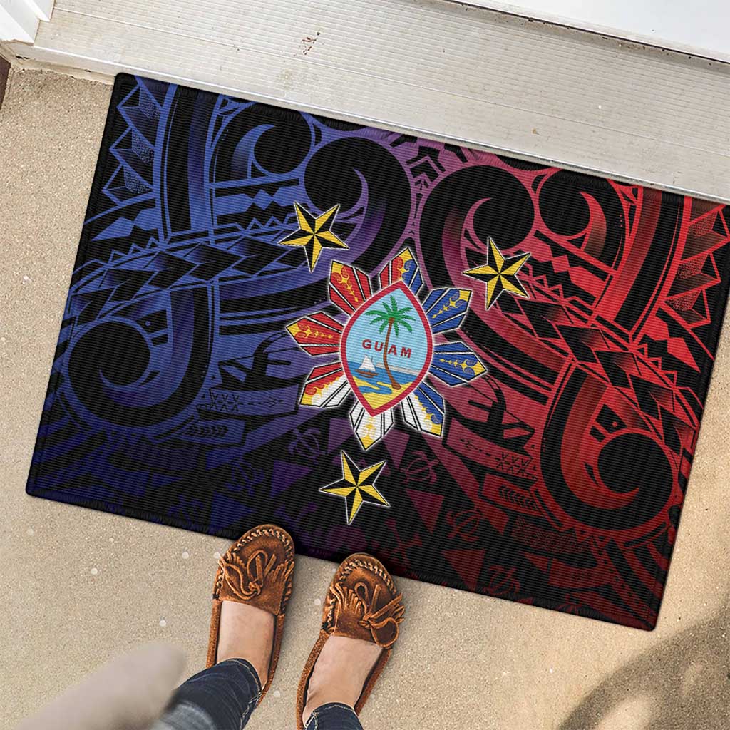 Philippines Guam Rubber Doormat Filipino Sun With Guaman Seal