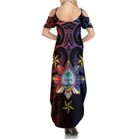 Philippines Guam Summer Maxi Dress Filipino Sun With Guaman Seal
