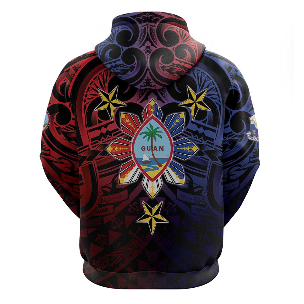 Philippines Guam Zip Hoodie Filipino Sun With Guaman Seal