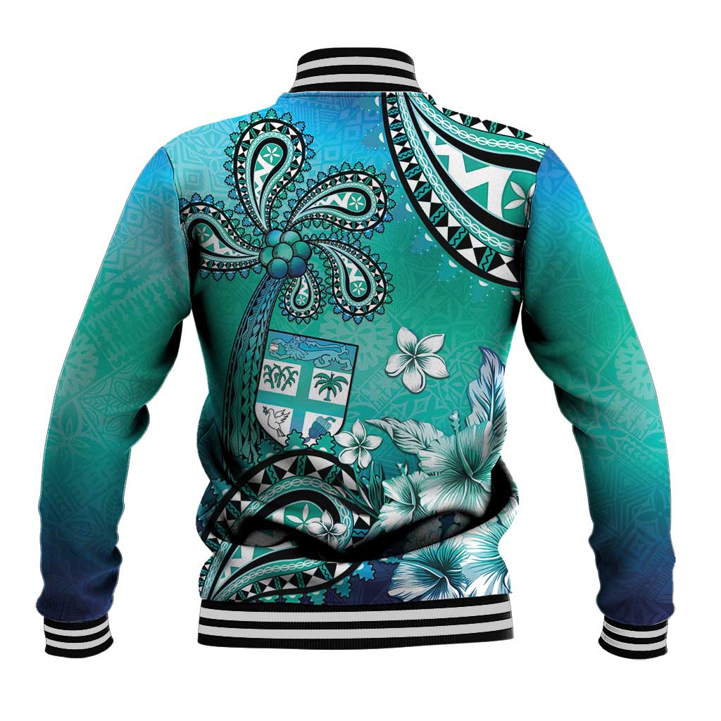 Fiji Born Indian Baseball Jacket Palm Paisley With Tapa Pattern