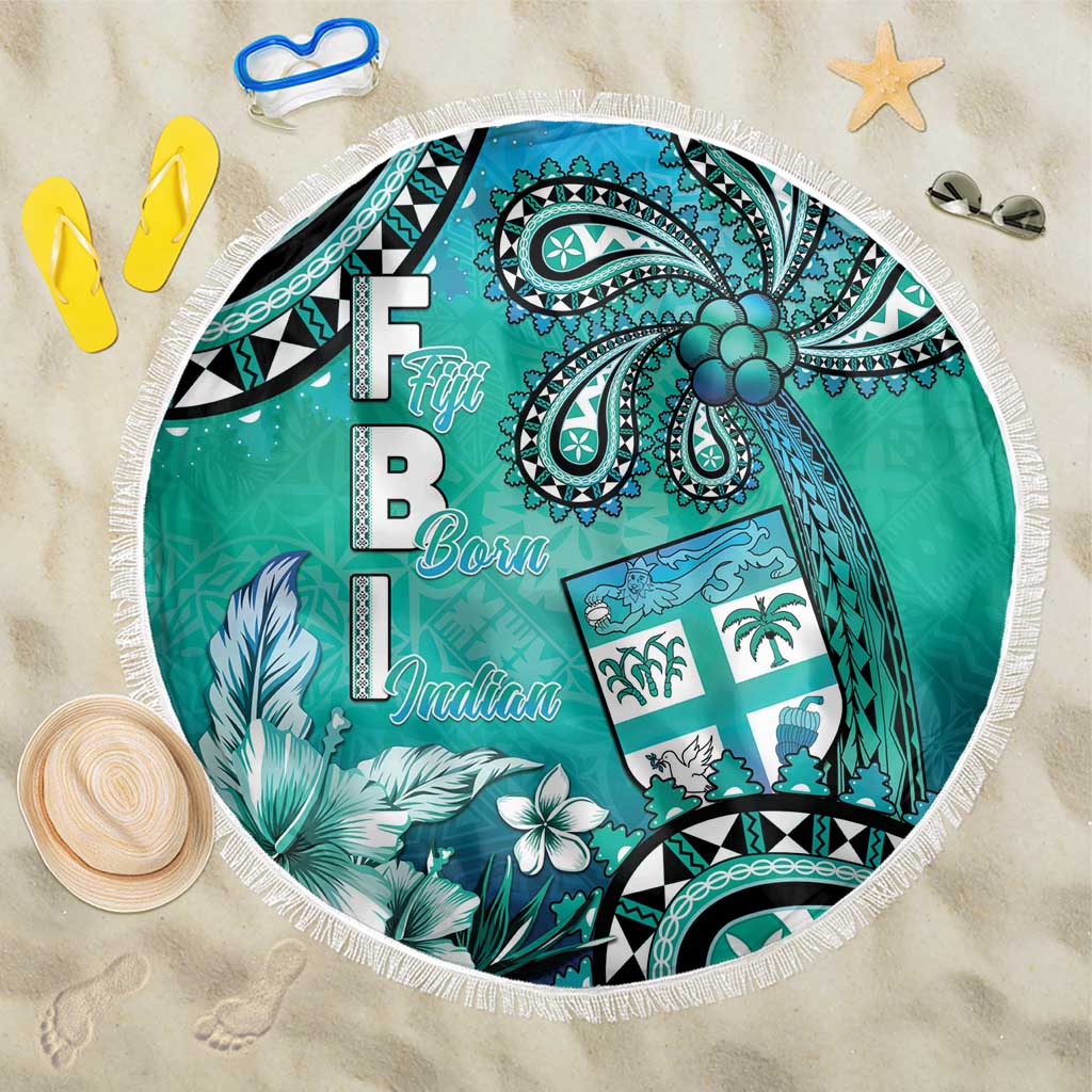 Fiji Born Indian Beach Blanket Palm Paisley With Tapa Pattern