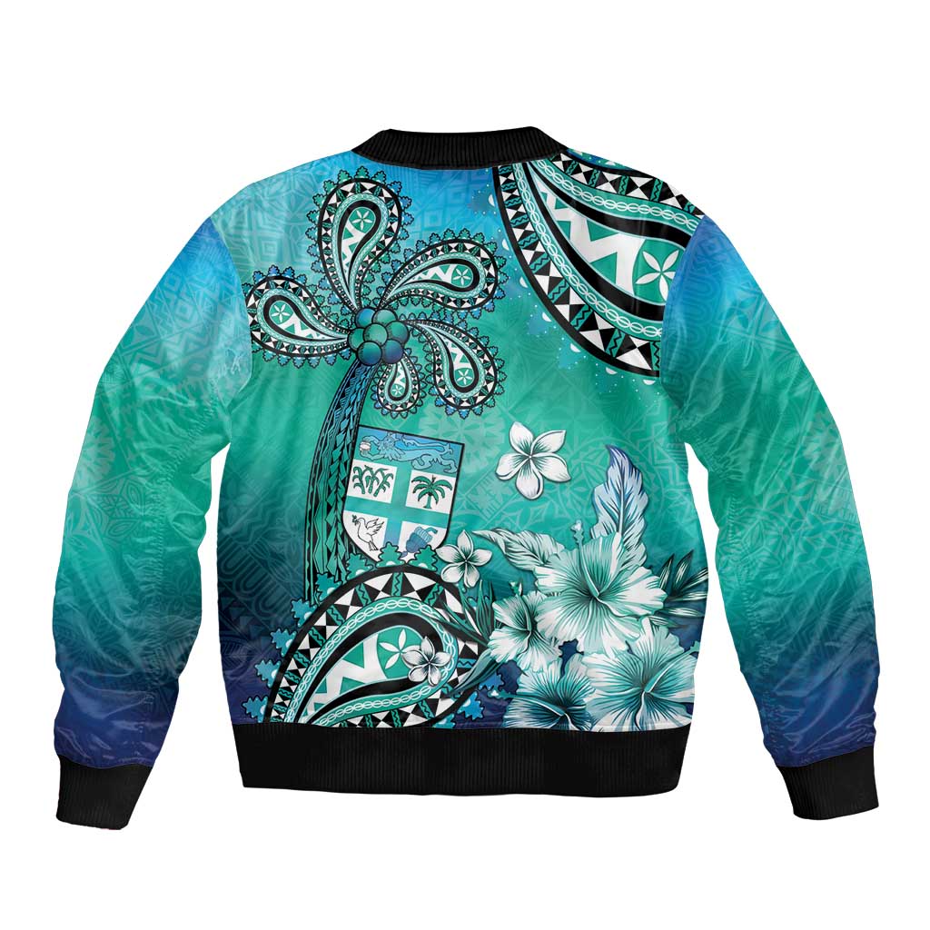 Fiji Born Indian Bomber Jacket Palm Paisley With Tapa Pattern