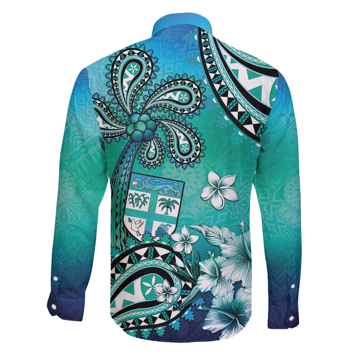 Fiji Born Indian Family Matching Off The Shoulder Long Sleeve Dress and Hawaiian Shirt Palm Paisley With Tapa Pattern