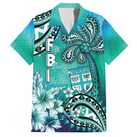 Fiji Born Indian Family Matching Short Sleeve Bodycon Dress and Hawaiian Shirt Palm Paisley With Tapa Pattern