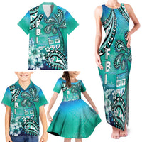 Fiji Born Indian Family Matching Tank Maxi Dress and Hawaiian Shirt Palm Paisley With Tapa Pattern
