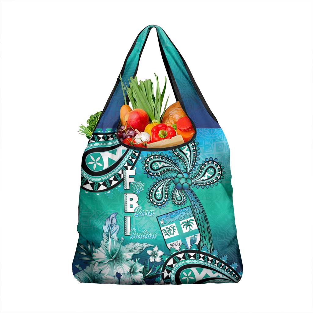 Fiji Born Indian Grocery Bag Palm Paisley With Tapa Pattern