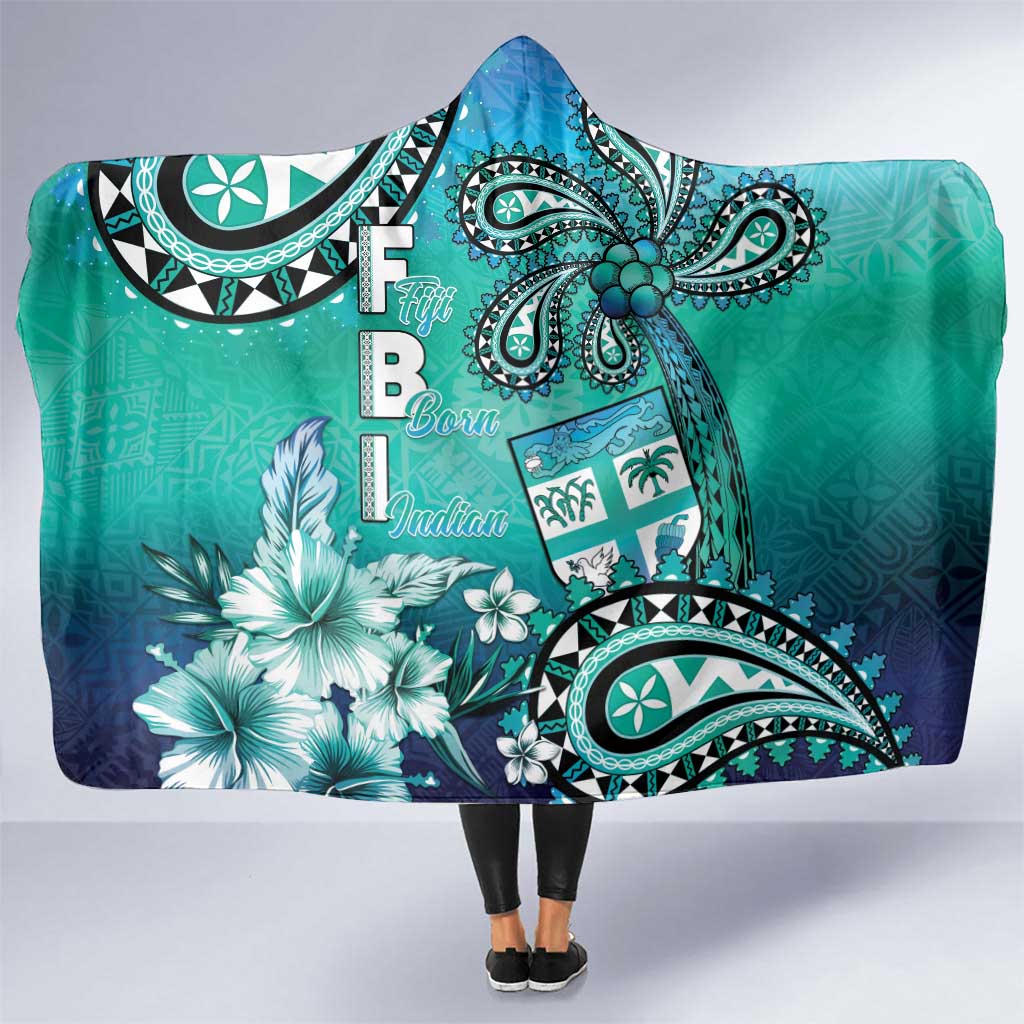 Fiji Born Indian Hooded Blanket Palm Paisley With Tapa Pattern