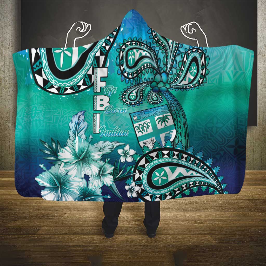 Fiji Born Indian Hooded Blanket Palm Paisley With Tapa Pattern