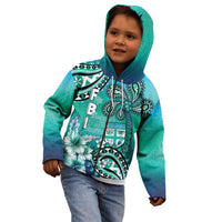 Fiji Born Indian Kid Hoodie Palm Paisley With Tapa Pattern
