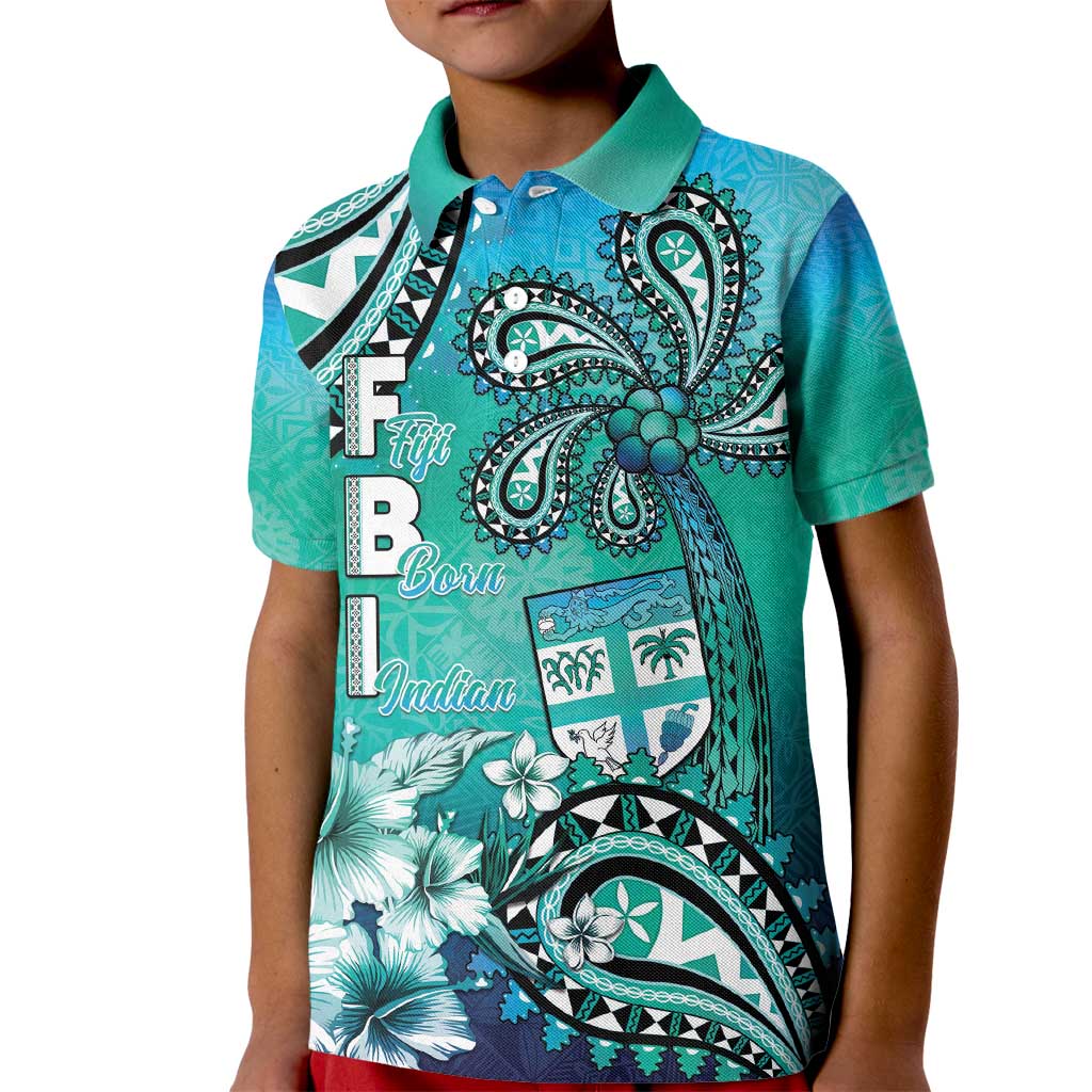 Fiji Born Indian Kid Polo Shirt Palm Paisley With Tapa Pattern