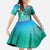 Fiji Born Indian Kid Short Sleeve Dress Palm Paisley With Tapa Pattern