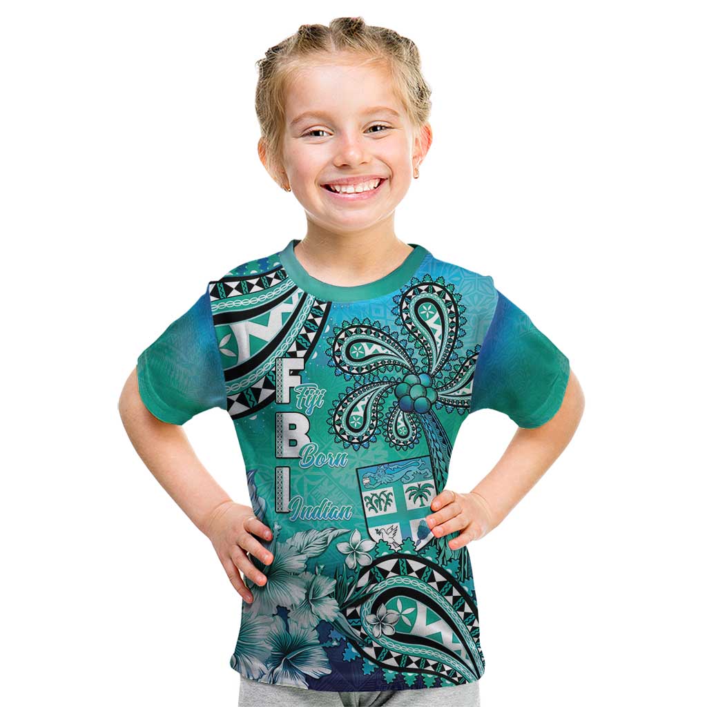 Fiji Born Indian Kid T Shirt Palm Paisley With Tapa Pattern