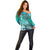 Fiji Born Indian Off Shoulder Sweater Palm Paisley With Tapa Pattern