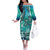Fiji Born Indian Off The Shoulder Long Sleeve Dress Palm Paisley With Tapa Pattern