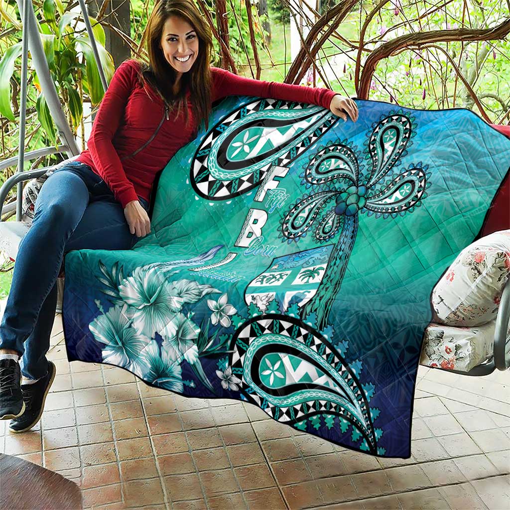 Fiji Born Indian Quilt Palm Paisley With Tapa Pattern