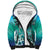 Fiji Born Indian Sherpa Hoodie Palm Paisley With Tapa Pattern