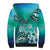 Fiji Born Indian Sherpa Hoodie Palm Paisley With Tapa Pattern