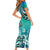 Fiji Born Indian Short Sleeve Bodycon Dress Palm Paisley With Tapa Pattern