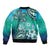 Fiji Born Indian Sleeve Zip Bomber Jacket Palm Paisley With Tapa Pattern