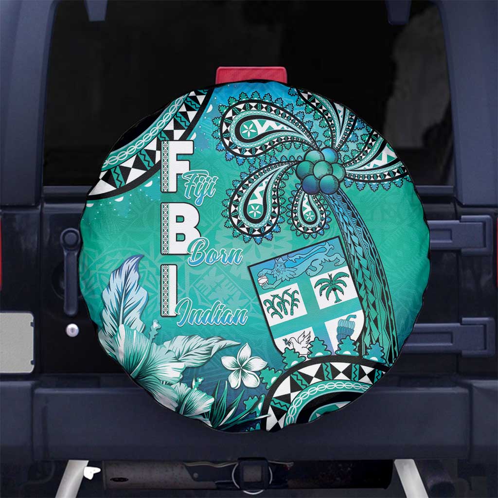Fiji Born Indian Spare Tire Cover Palm Paisley With Tapa Pattern