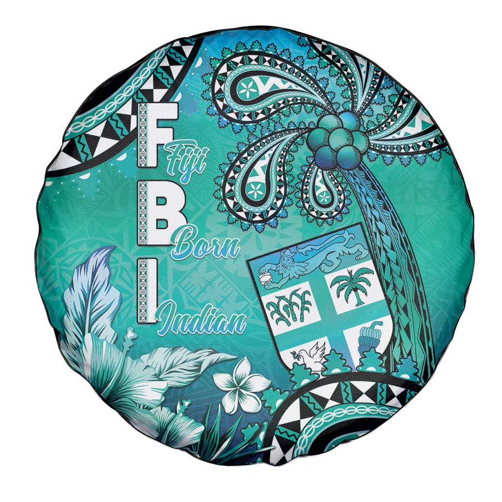Fiji Born Indian Spare Tire Cover Palm Paisley With Tapa Pattern