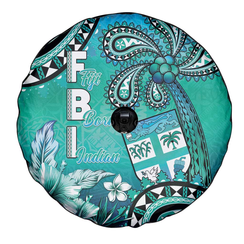 Fiji Born Indian Spare Tire Cover Palm Paisley With Tapa Pattern