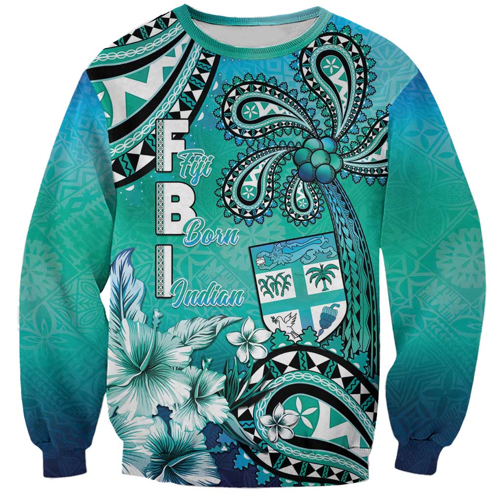 Fiji Born Indian Sweatshirt Palm Paisley With Tapa Pattern