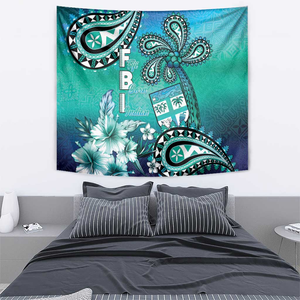 Fiji Born Indian Tapestry Palm Paisley With Tapa Pattern