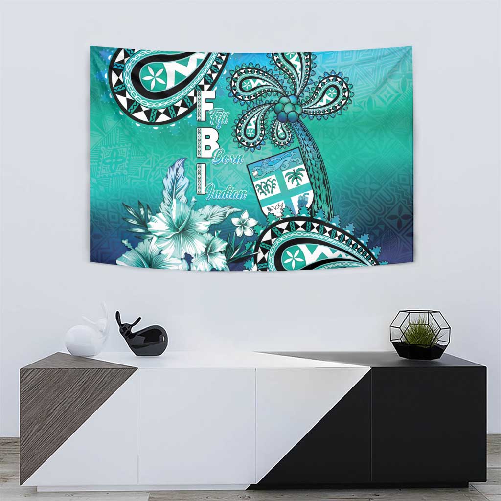 Fiji Born Indian Tapestry Palm Paisley With Tapa Pattern