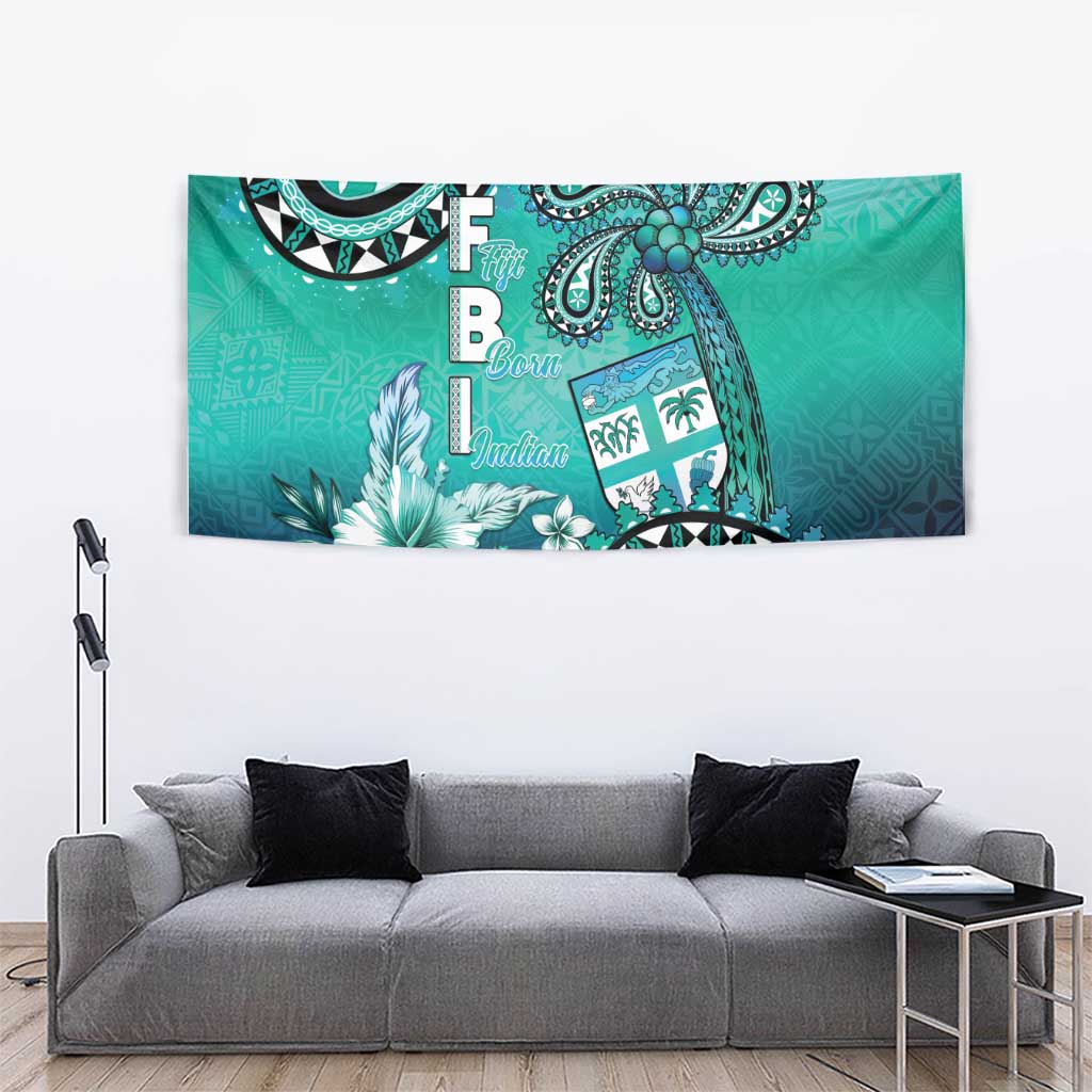 Fiji Born Indian Tapestry Palm Paisley With Tapa Pattern