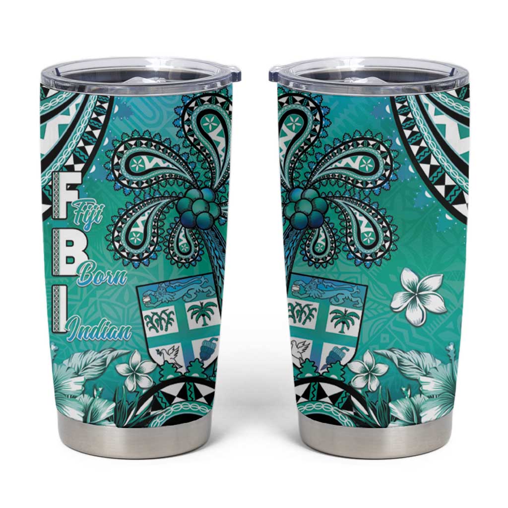 Fiji Born Indian Tumbler Cup Palm Paisley With Tapa Pattern