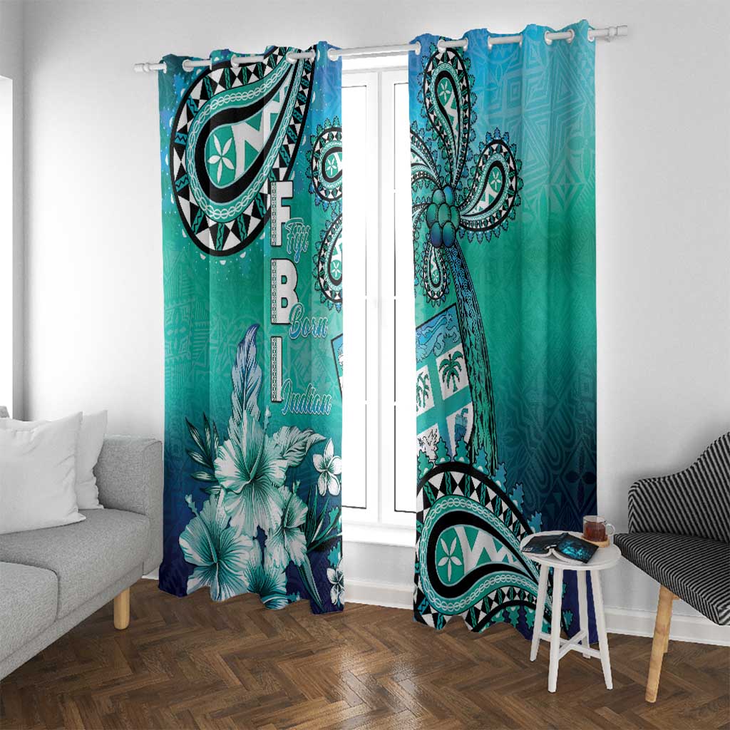 Fiji Born Indian Window Curtain Palm Paisley With Tapa Pattern