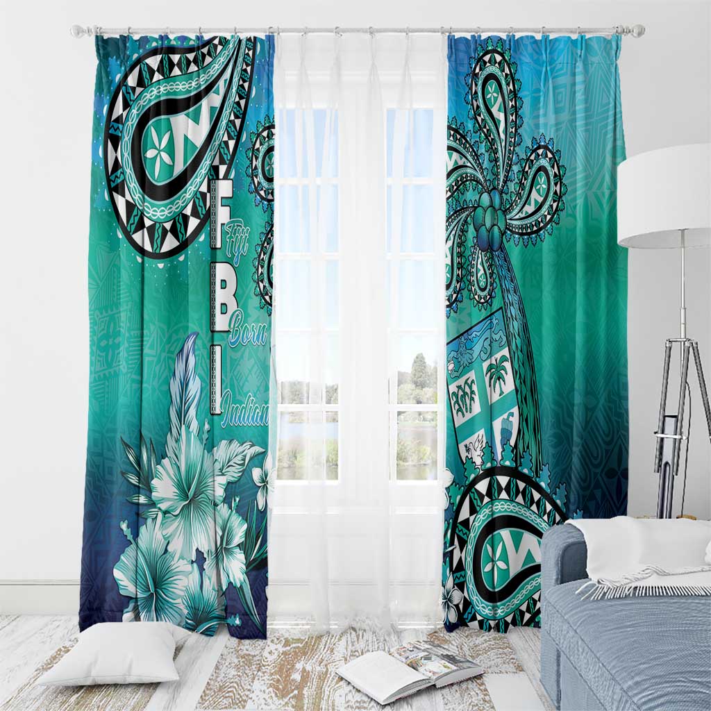 Fiji Born Indian Window Curtain Palm Paisley With Tapa Pattern