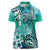 Fiji Born Indian Women Polo Shirt Palm Paisley With Tapa Pattern