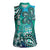 Fiji Born Indian Women Sleeveless Polo Shirt Palm Paisley With Tapa Pattern