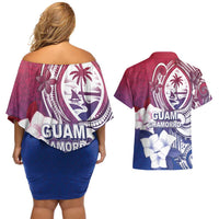 Guam Gadao Couples Matching Off Shoulder Short Dress and Hawaiian Shirt Hafa Adai Micronesian Tribal Pattern LT05 - Polynesian Pride