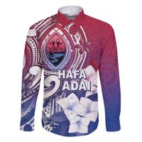 Guam Gadao Family Matching Off Shoulder Short Dress and Hawaiian Shirt Hafa Adai Micronesian Tribal Pattern LT05 Dad's Shirt - Long Sleeve Red - Polynesian Pride