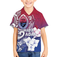 Guam Gadao Family Matching Off Shoulder Short Dress and Hawaiian Shirt Hafa Adai Micronesian Tribal Pattern LT05 Son's Shirt Red - Polynesian Pride