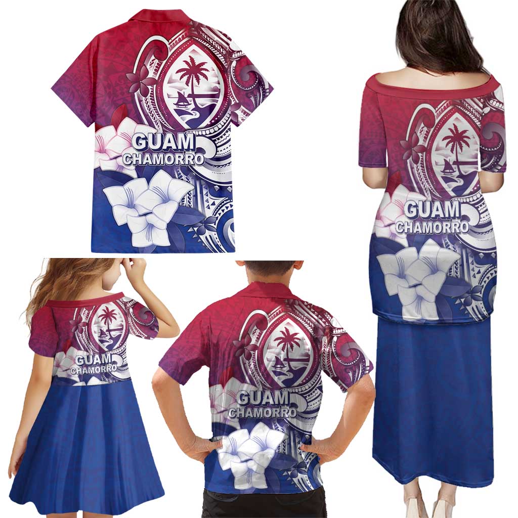 Guam Gadao Family Matching Puletasi and Hawaiian Shirt Hafa Adai Micronesian Tribal Pattern