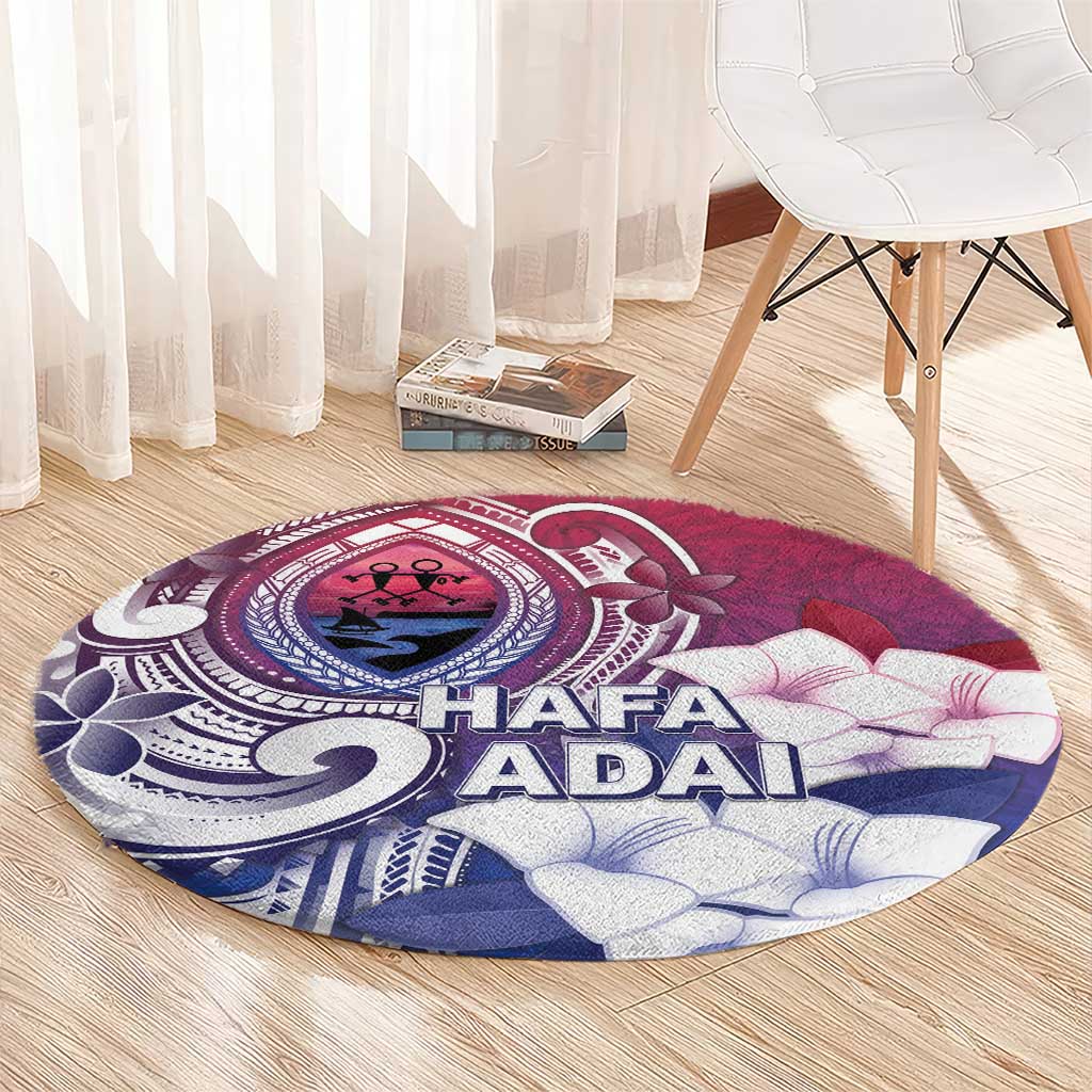 Guam Gadao Round Carpet Hafa Adai Micronesian Tribal Pattern