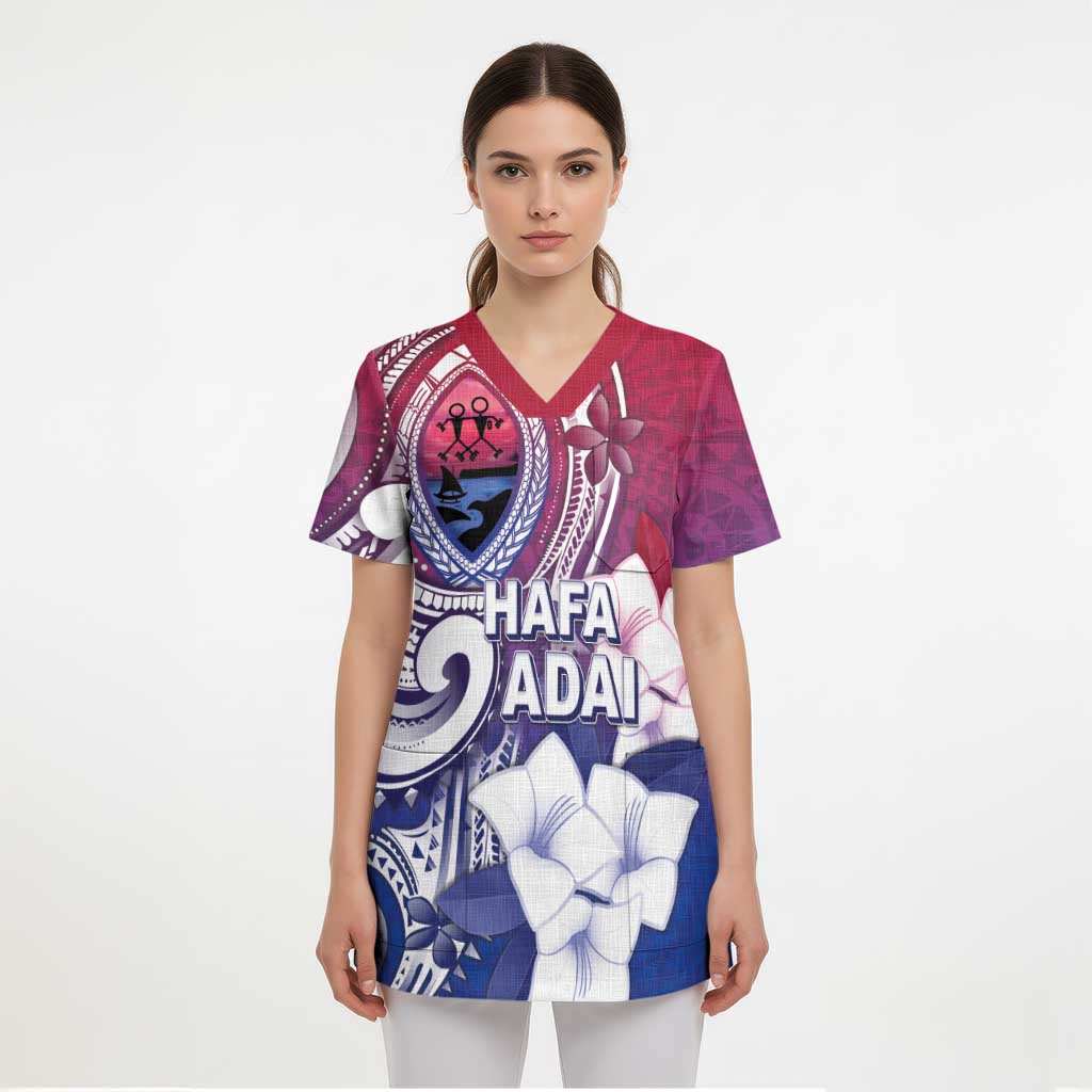 Guam Gadao Scrub Top Hafa Adai Micronesian Tribal Pattern - Polynesian Pride